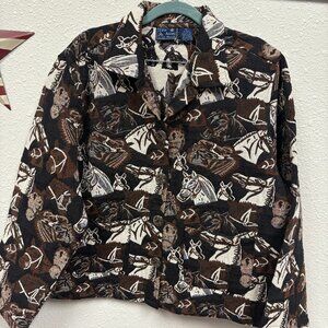 Vintage Jane Ashley Horse Tapestry Jacket Equestrian